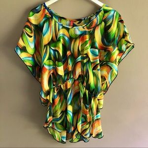 TOPIA Sheer Flowy Rave Summer Dolman Batwing Top